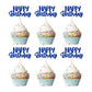 Gyufise 24Pcs Cupcake Toppers - Glitter Birthday Decorations, Dark Blue Paper Picks for Happy Birthday Theme Party