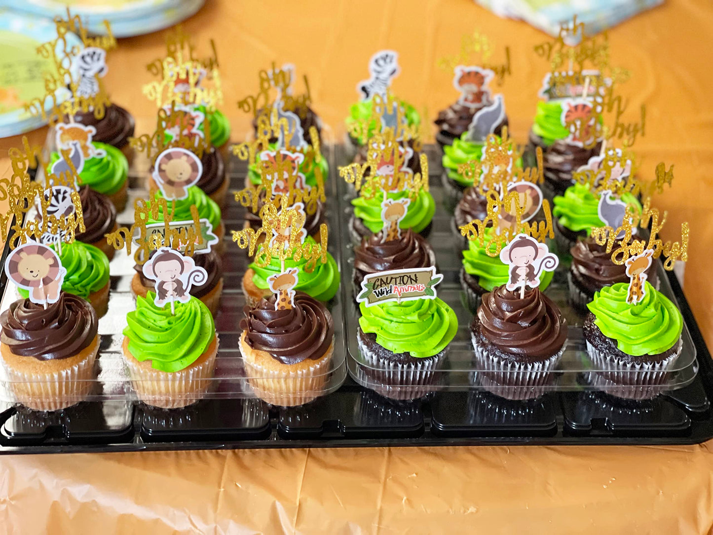 Honbay 48Pcs Double Sided Zoo Animal Theme Dessert Muffin Cake Cupcake Toppers Picks Cake Decoration For Jungle Safari Themed Pa
