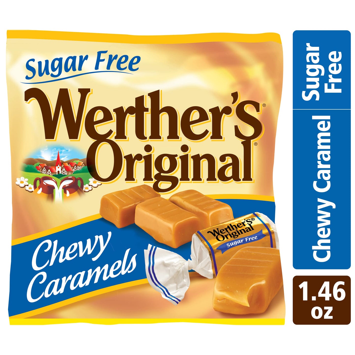 Werther'S Original Chewy Sugar Free Caramel Candy, 1.46 Oz Bags (Pack Of 12)
