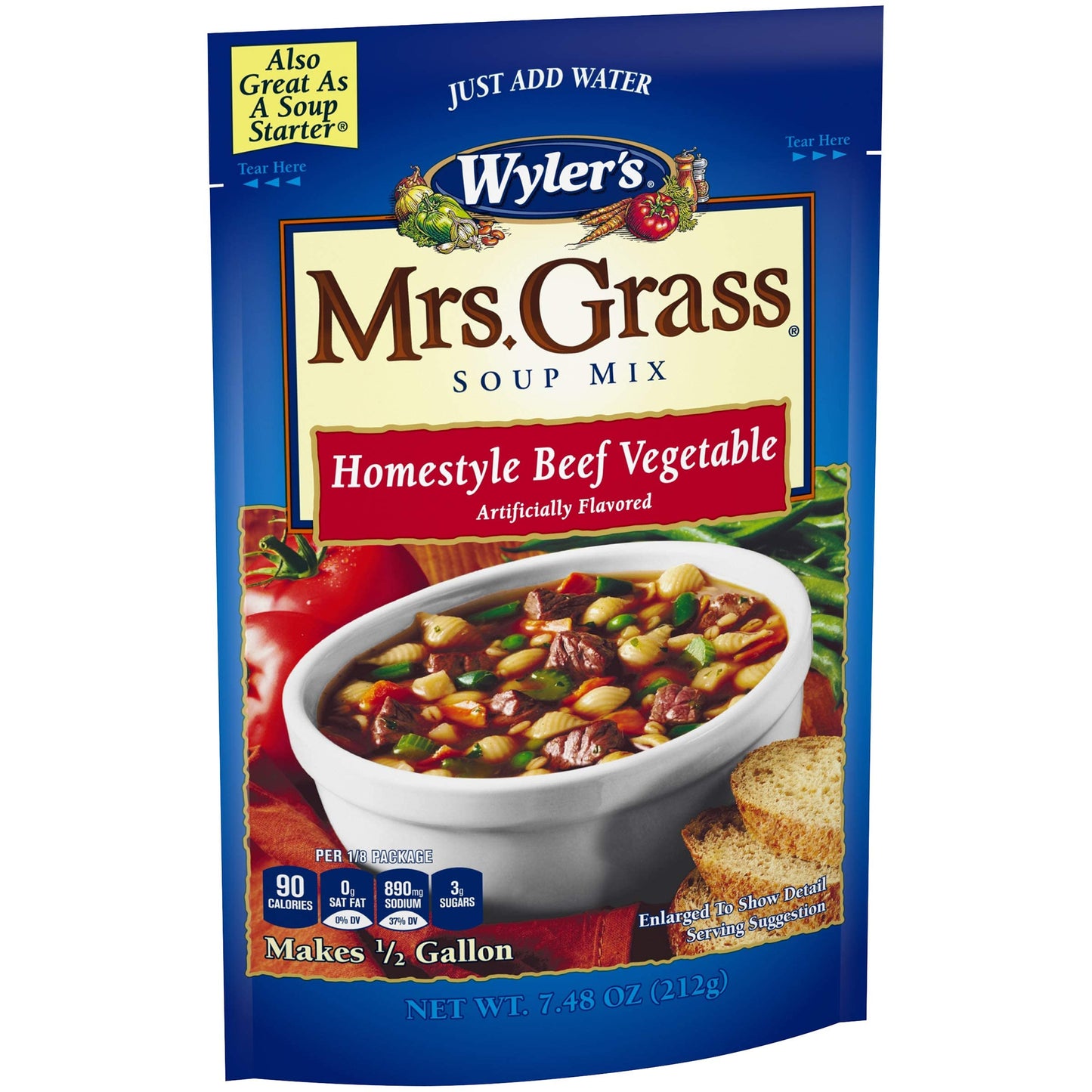 Mrs. Grass Beef Vegetable Hearty Homestyle Soup Mix (7.48oz Cans, Pack of 8)