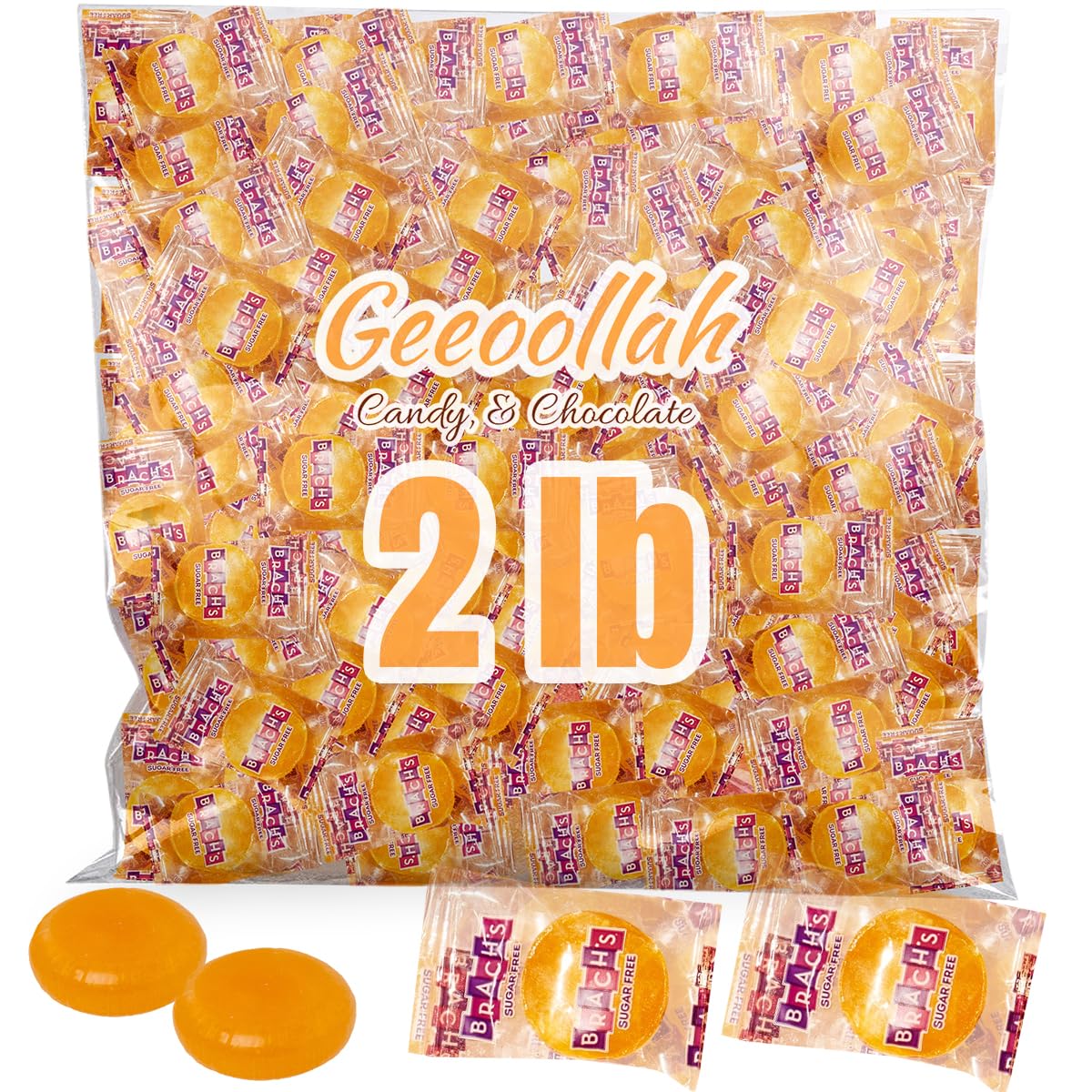Butterscotch Hard Candy, 2 Lb Sugar-Free Old-Fashioned Christmas Candy,