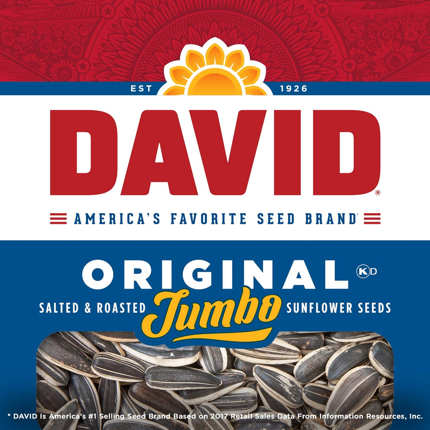 David Roasted And Salted Jumbo Sunflower Seeds, Original Flavor, 5.25Oz.