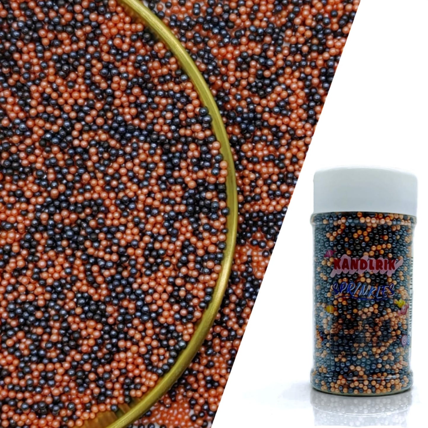 Edible Orange & Black Pearl Sugar Sprinkles Candy 2mm Mini Pearls Cake Decorations Cupcake Toppers Cookie Decorating Perfect for