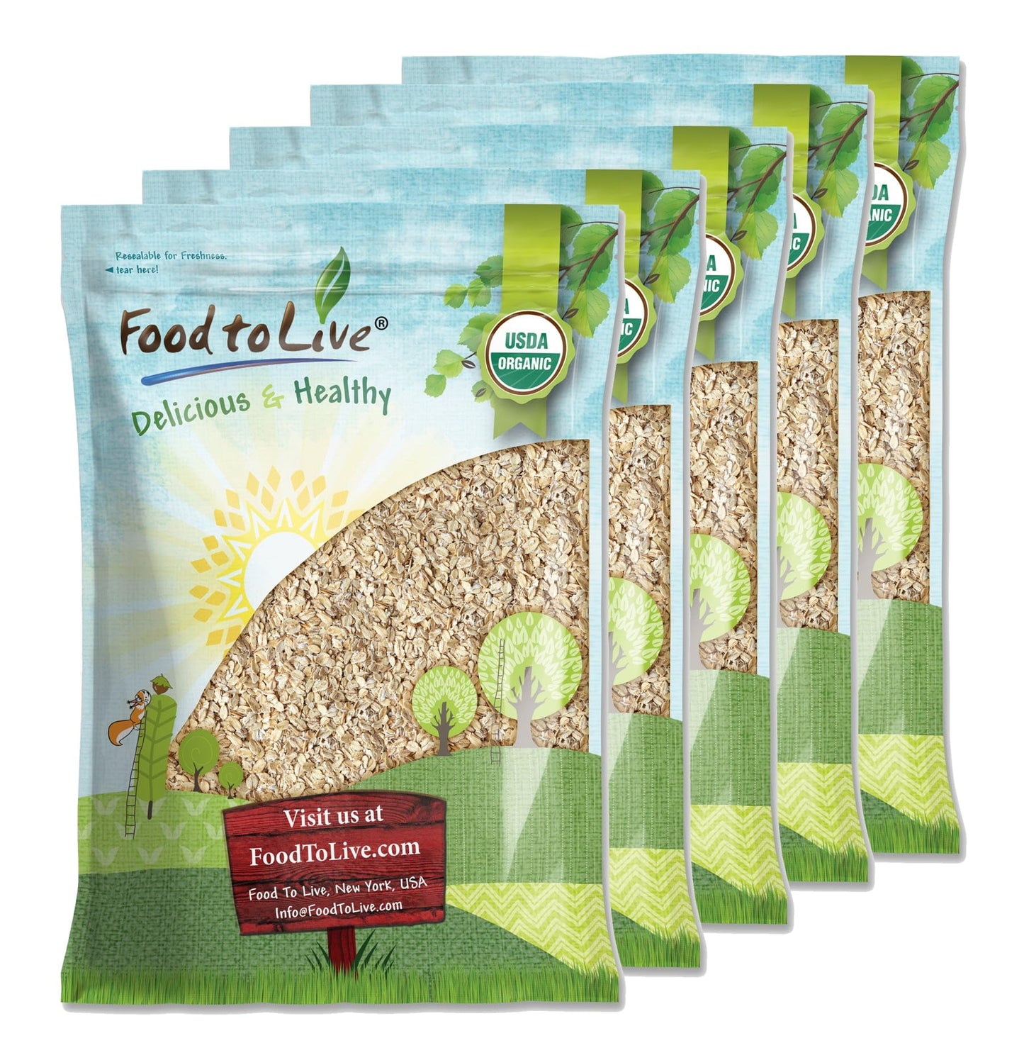 Food to Live Organic Rolled Oats, 25 Pounds - Old-Fashioned, 100% Whole Grain, Non-GMO, Raw, Kosher, Bulk Oats. Perfect for Morn
