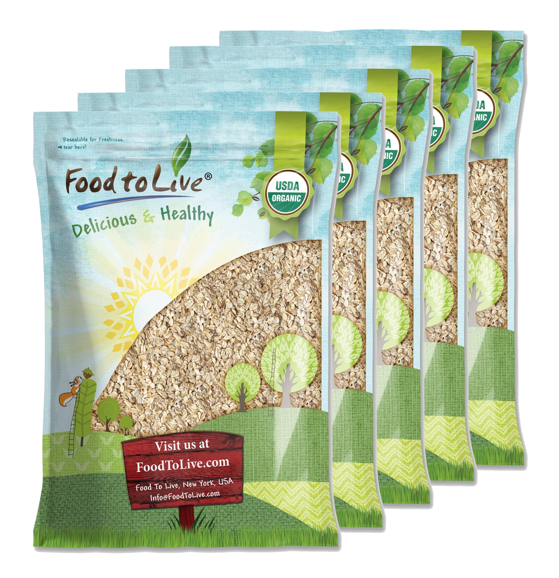 Food to Live Organic Rolled Oats, 25 Pounds - Old-Fashioned, 100% Whole Grain, Non-GMO, Raw, Kosher, Bulk Oats. Perfect for Morn