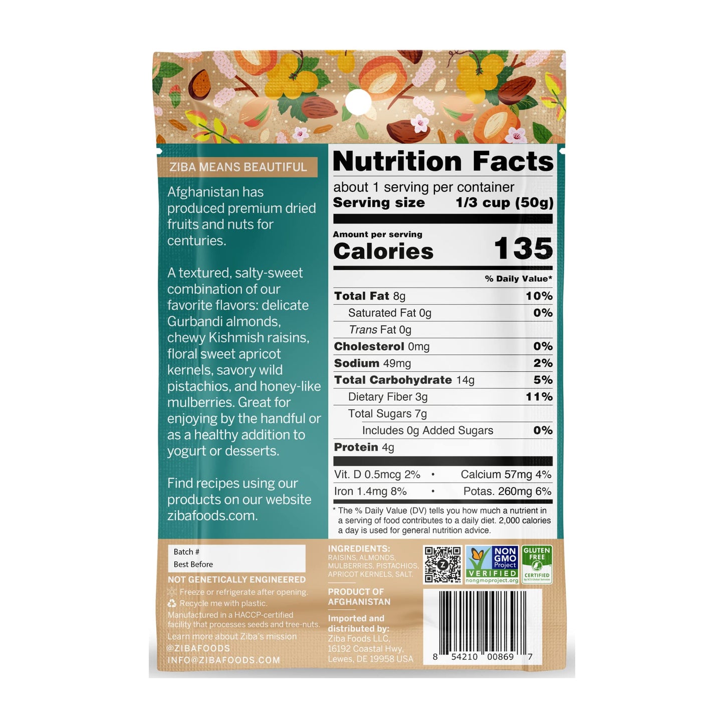 Ziba Foods Trail Mix | Non-Gmo, Vegan, Whole 30 Friendly & Paleo | Superfood Naturally High In Fiber, Iron And Immune Boosting A