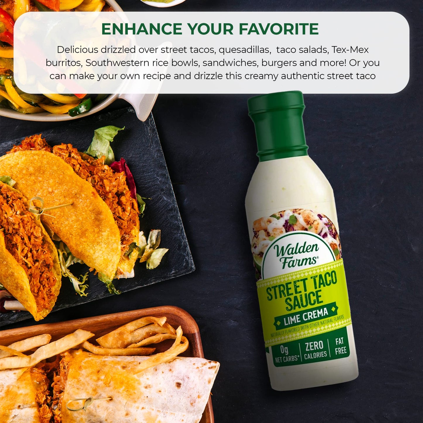 Walden Farms Street Taco Sauce Lime Crema - Calorie-Free, Gluten-Free, Low Carb, Keto-Friendly, Sugar-Free, Tangy Lime Crema Fla