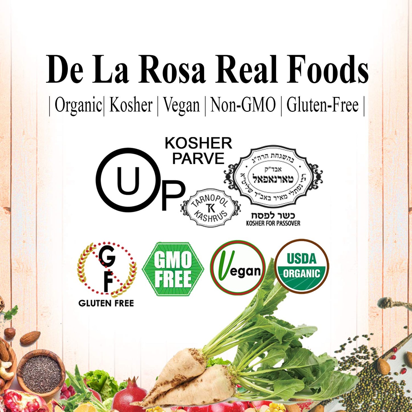 De La Rosa Organic Distilled White Vinegar, Raw & Unfiltered, 5 Liter, Vegan, Gluten Free, Kosher for Passover