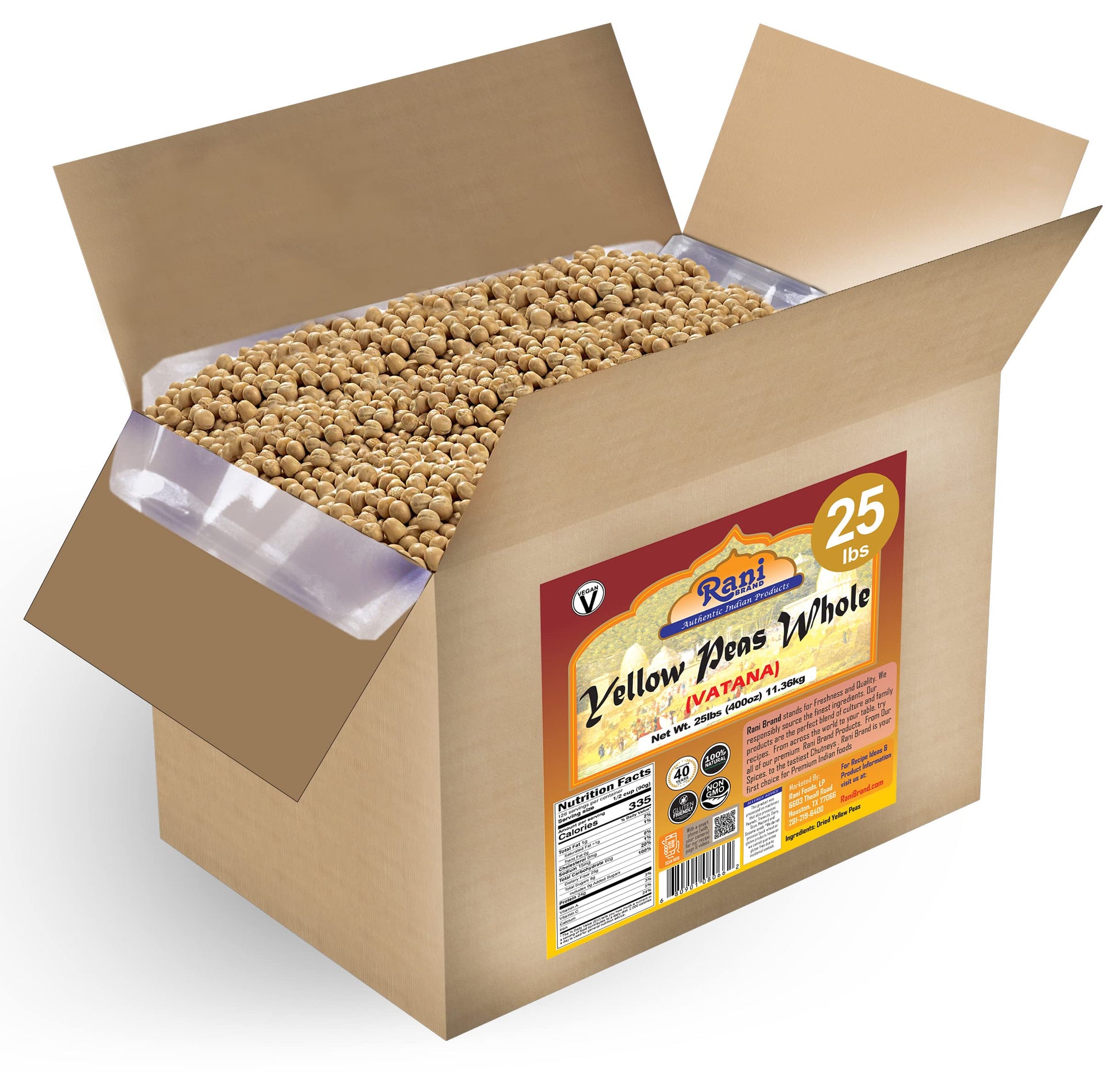 Rani Yellow Peas Whole, Dried (Vatana, Matar) 400oz (25lbs) 11.36kg Bulk Box ~ All Natural | Vegan | Gluten Friendly | Product o