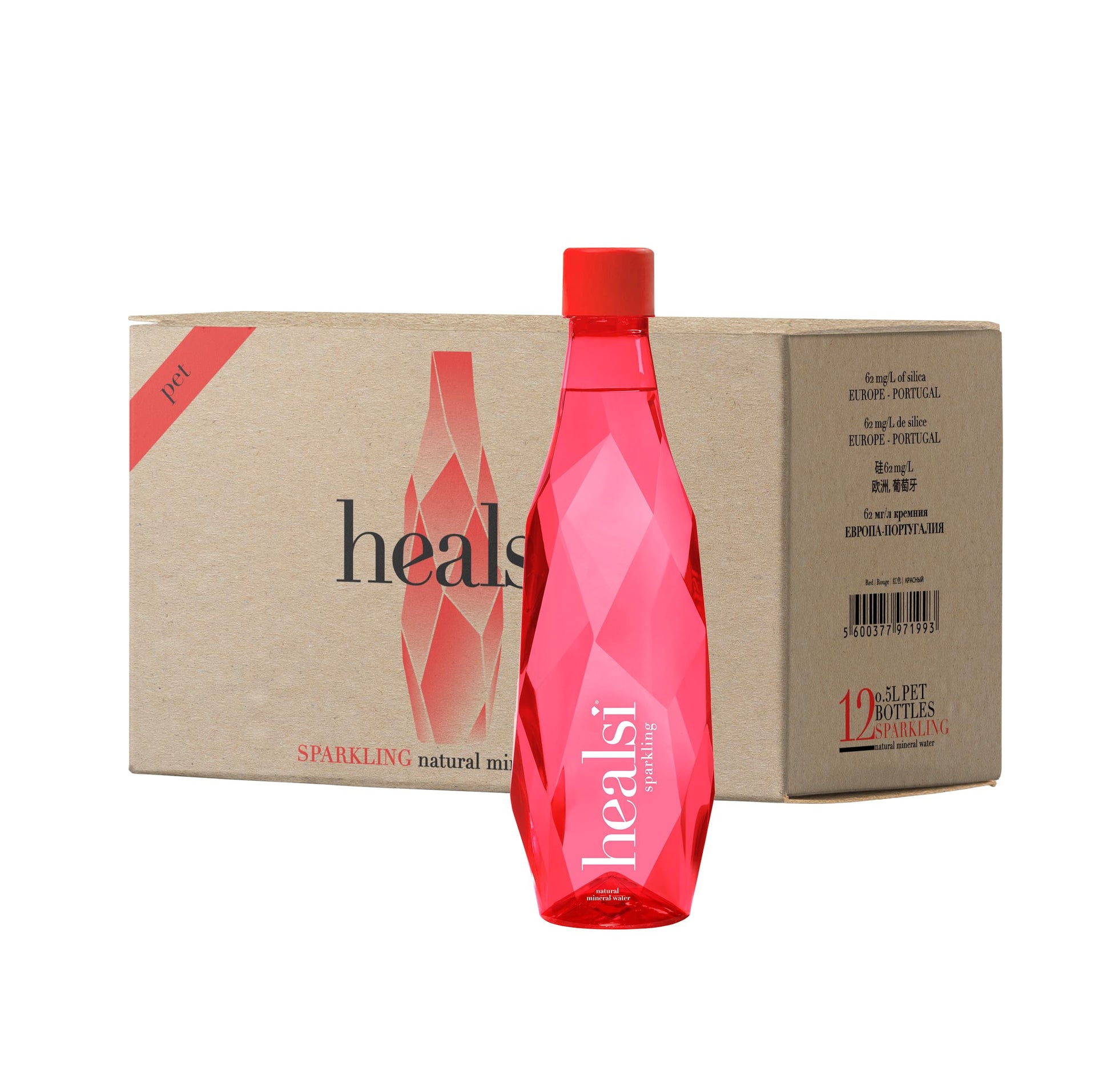 Healsi Natural Artesian Sparkling Water, pH7, 12 x 16.9 fl oz, Sparkling Red PET, Model I-0816