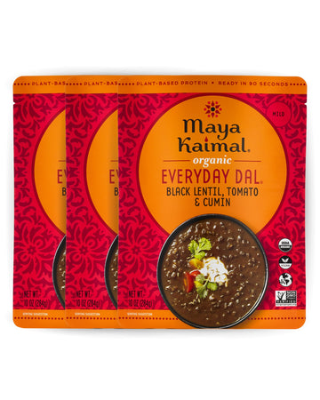 MAYA KAIMAL Organic Indian Foods | Black Lentil Everyday Dal | 10oz (PACK of 3) | Microwaveable, Ready to Eat, Fully Cooked with