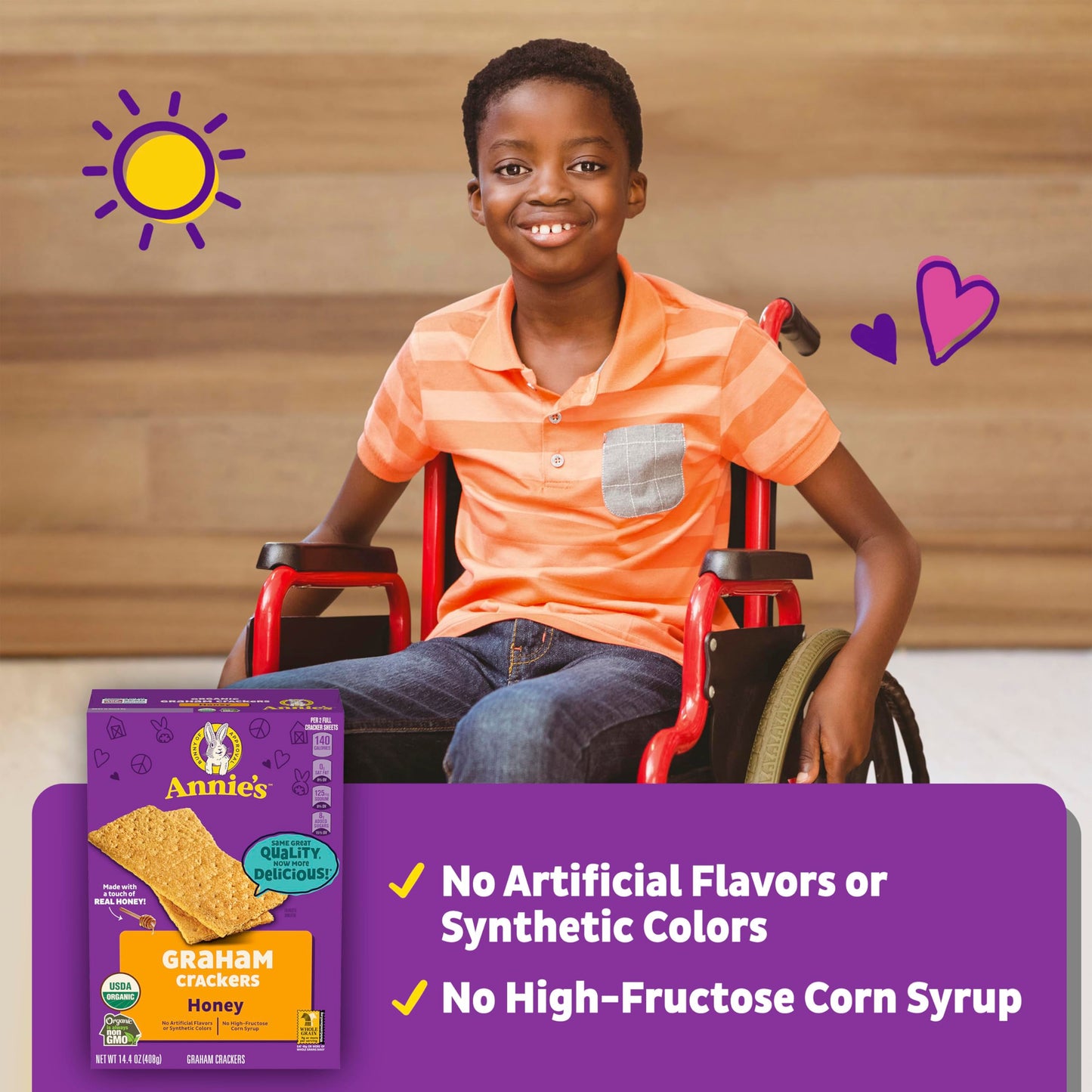 Annie'S Organic Honey Graham Crackers, Made With Whole Grain, 14.4 Oz