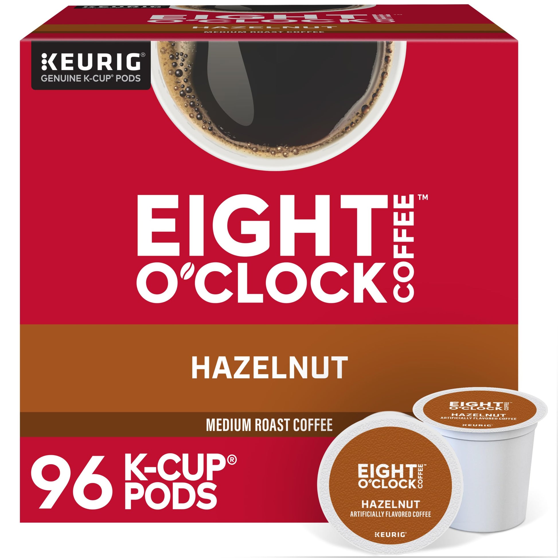Eight O'Clock Coffee Hazelnut Keurig Single-Serve K-Cup Pods, Medium Roast Coffee, 96 Count (4 Packs Of 24)