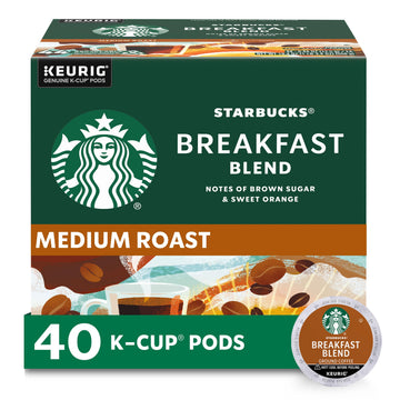 Starbucks K-Cup Coffee Pods, Medium Roast, Breakfast Blend, 40 Count, 100% Arabica