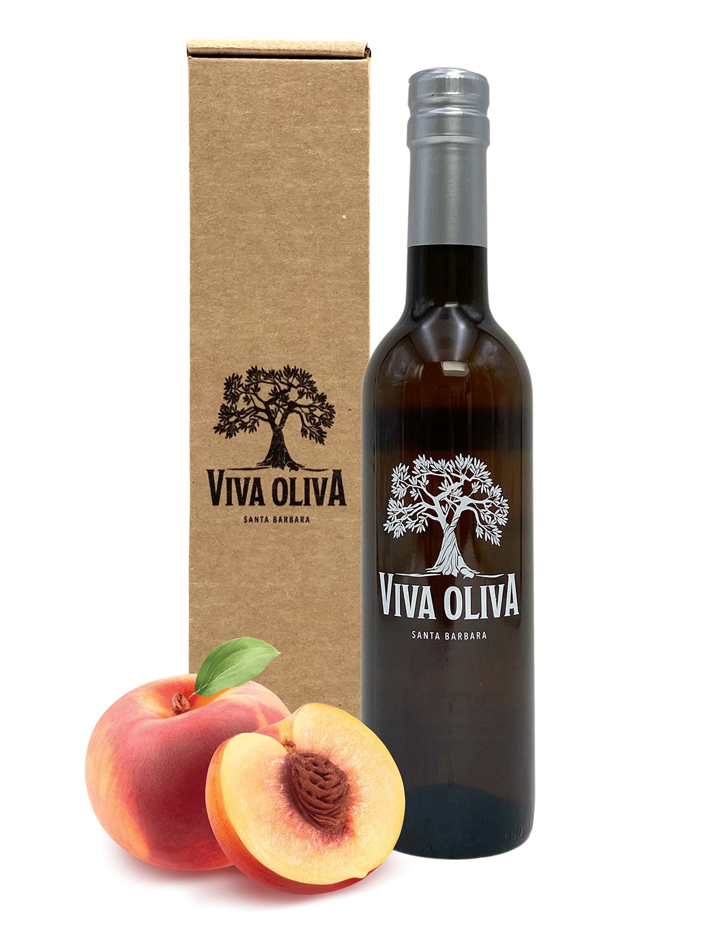 Viva Oliva Peach White Balsamic Vinegar, 375ml - Premium Quality, 100% Natural, Barrel Aged from Modena, Italy