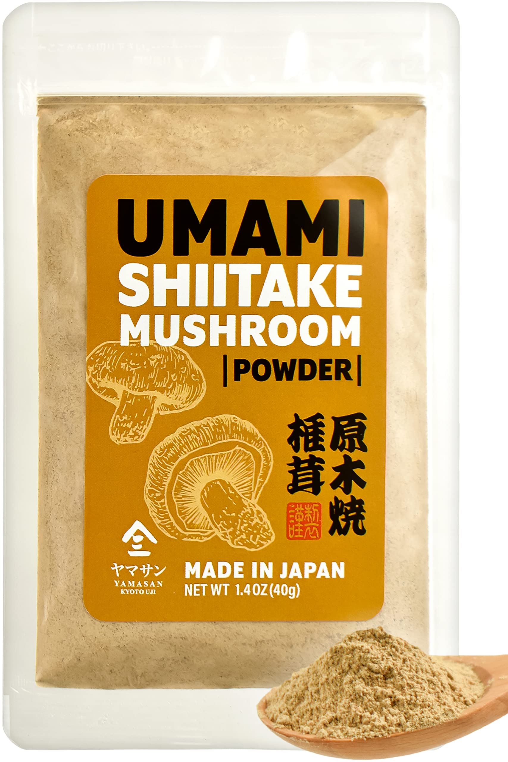 YAMASAN KYOTO UJI Japanese Shiitake Mushroom Umami Powder (40g) - Natural Umami Booster, 100% Japanese Ingredients, No Chemical 