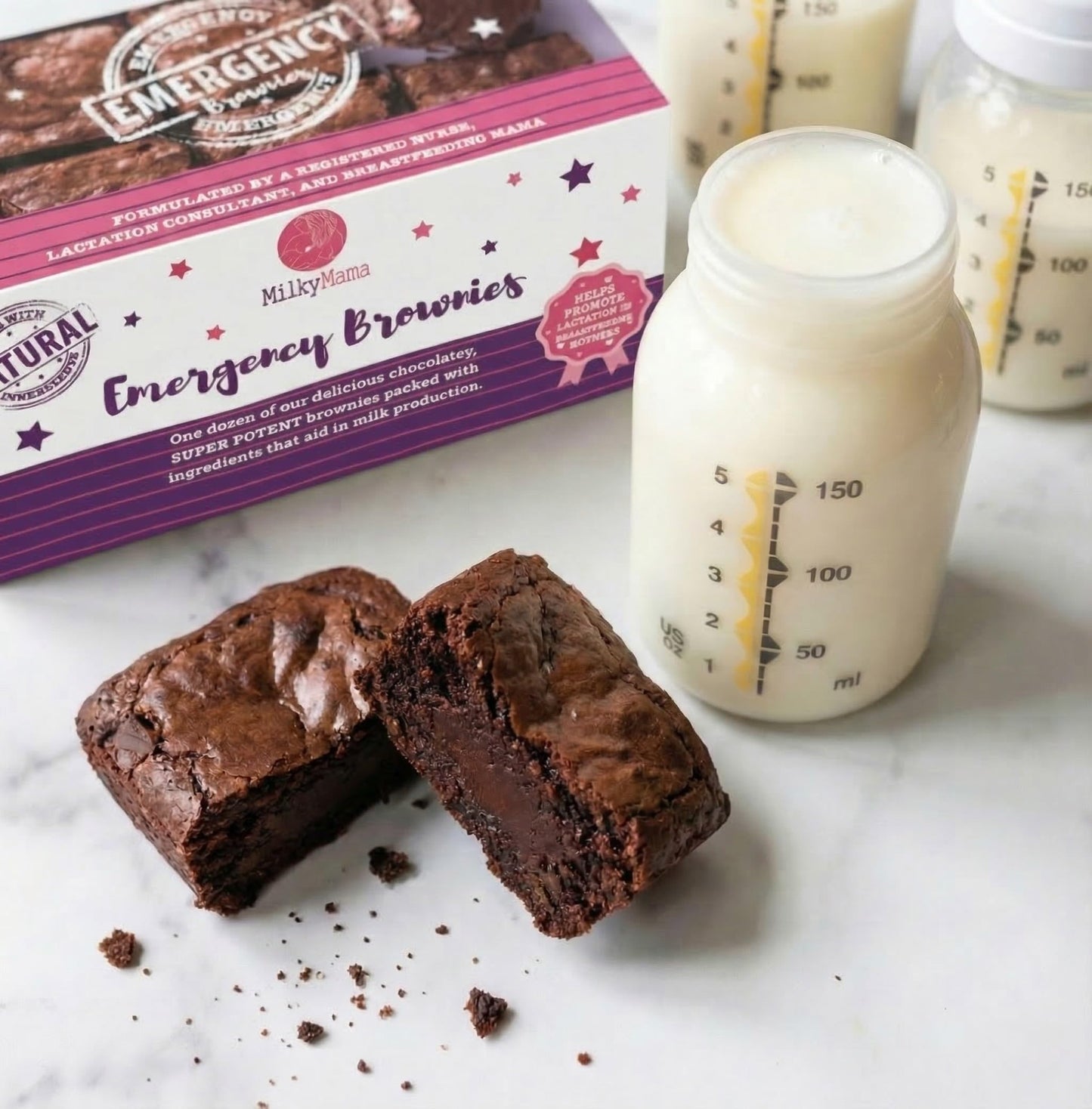 Milky Mama Emergency Lactation Brownies - Breastfeeding Support Snack for Nursing Moms - Fenugreek-Free, Dairy-Free Healthy Brow