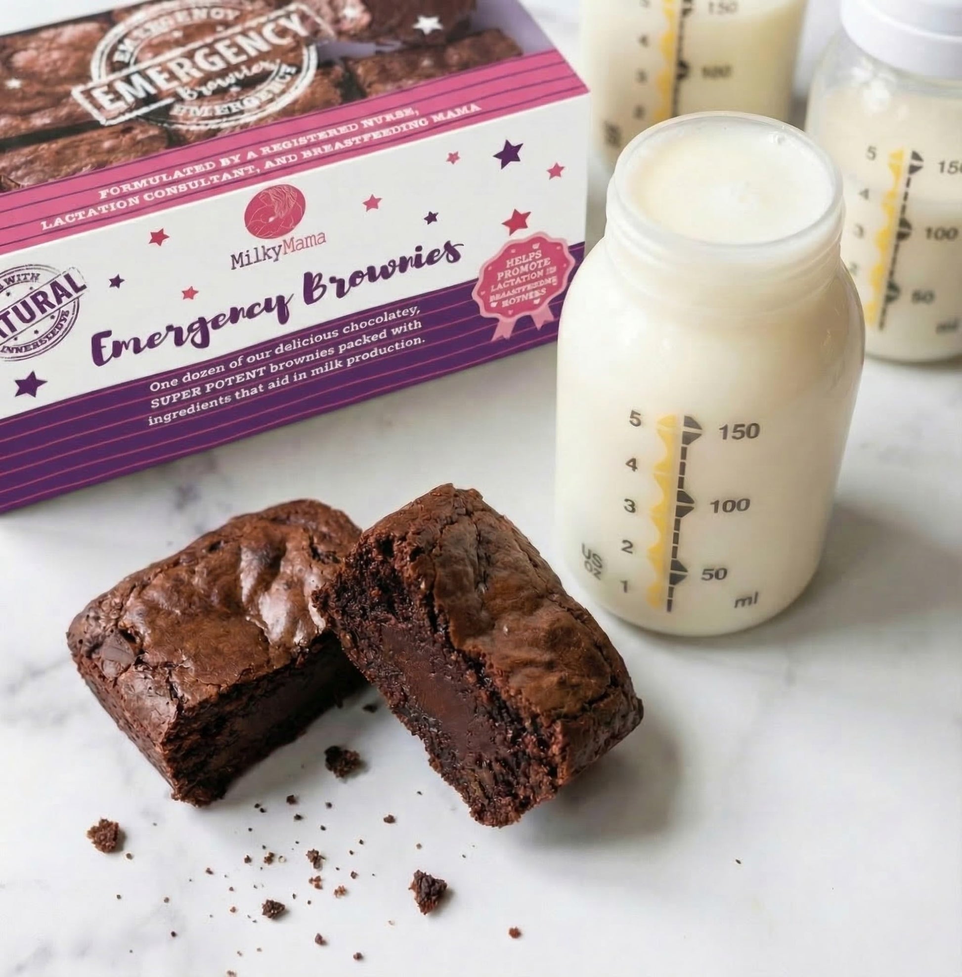 Milky Mama Emergency Lactation Brownies - Breastfeeding Support Snack for Nursing Moms - Fenugreek-Free, Dairy-Free Healthy Brow