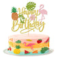 1 Pcs Tropical Luau Happy Birthday Cake Topper Glitter Flower Palm Tree Flamingo Turtle Leaf Pineapple Aloha Cake Pick For Summer Beach Hawaii Luau Theme Birthday Party Cake Decorations Supplies