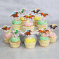 Ephlyn Horse Racing Cupcake Toppers, 36Pcs, Brown/White/Pink/Red, 2.4W x 3.9H, Kentucky Derby Party Supplies