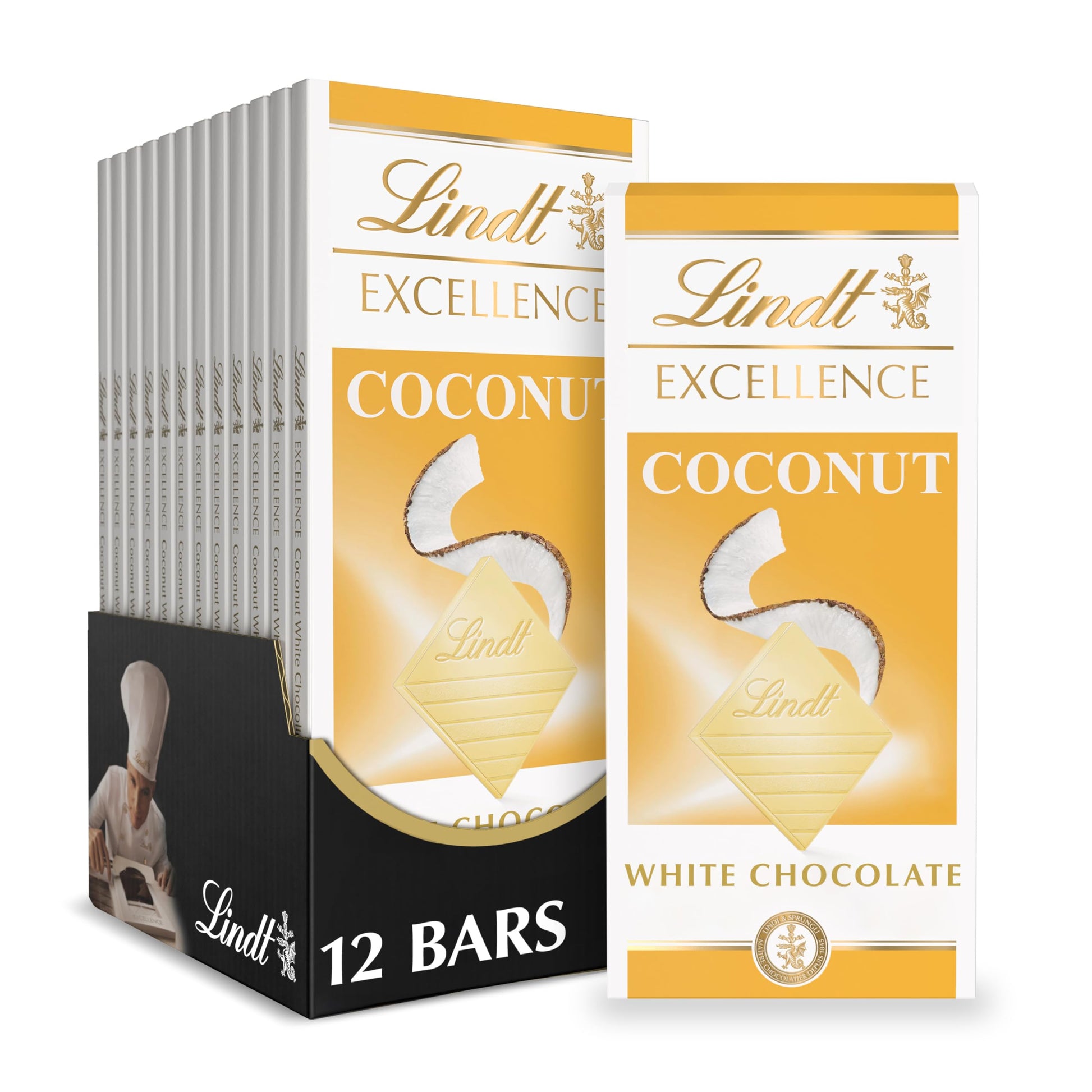 Lindt EXCELLENCE Coconut White Chocolate Bar, 3.5 oz (12 Pack)