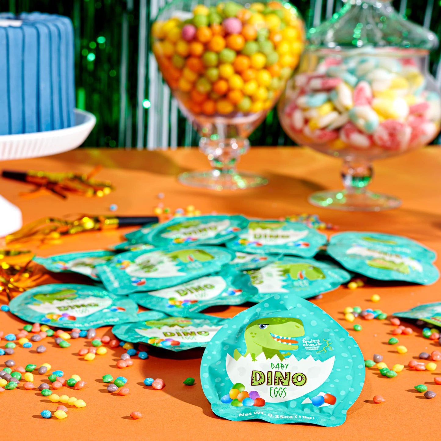 24 Pack Of Dinosaur Candy - Baby Dinosaur Eggs Mini Fruit Chews For Dinosaur Party, Dino Party Favors, Candy For Party Bags [Pac