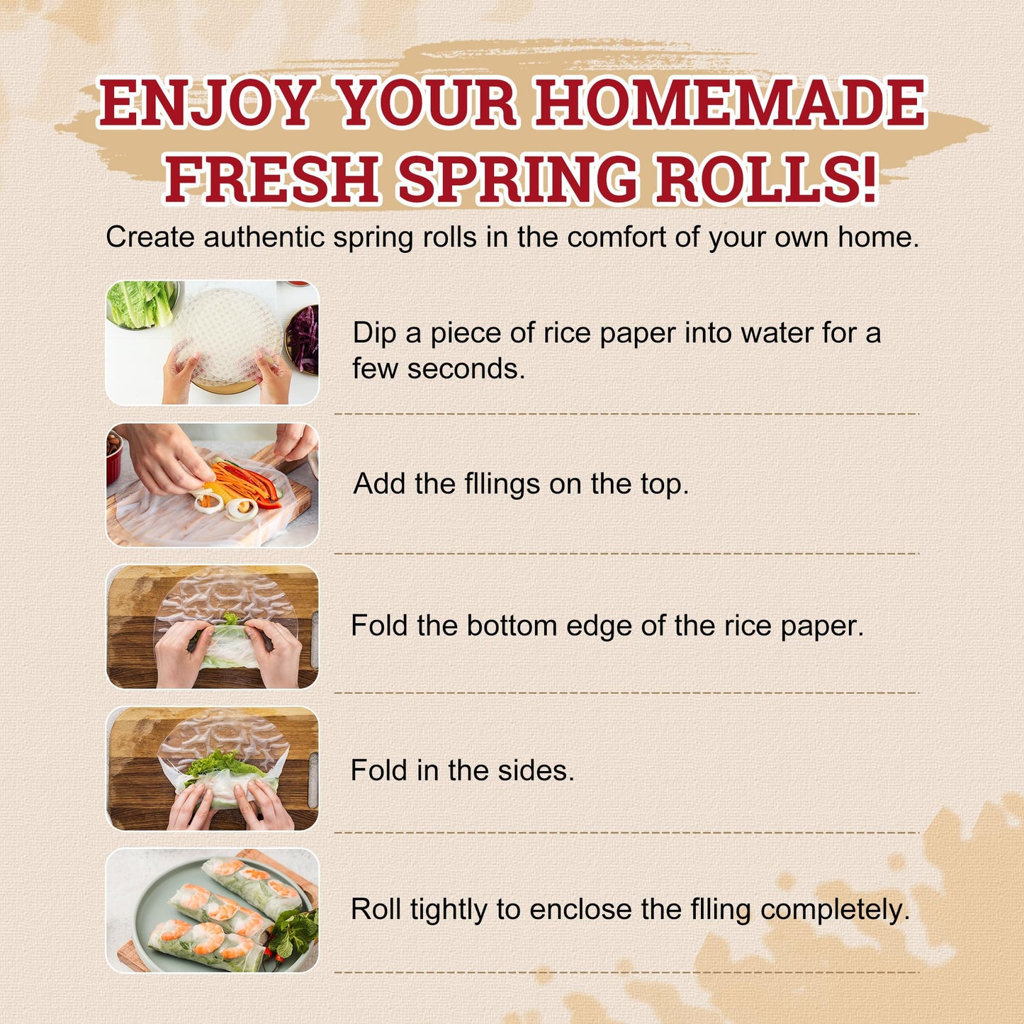 52USA Rice Paper Wrappers, Gluten-Free, Vegan, Low Carb, 34 Sheets, 22cm Round, Fresh Spring Roll & Dumpling Wrappers