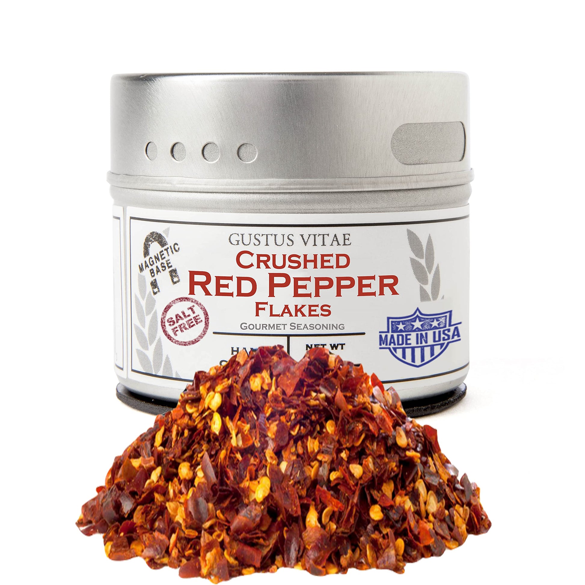 Crushed Red Pepper Flakes - Non Gmo - Magnetic Tin - Small Batch - Gourmet Spice - Artisanal Seasoning - 1 Oz