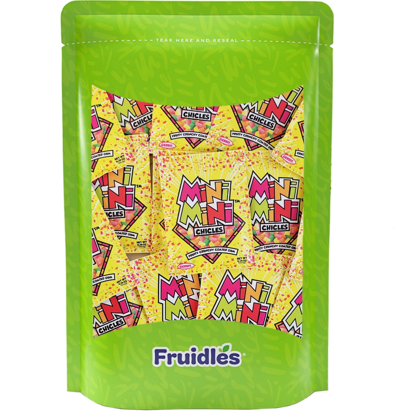 Fruidles Mixed Fruit Flavors Mini Chiclets Gum, Square Chicle Gum Tabs, Crunchy Candy Coated Gum, Candy Buffet Treats, Gluten-Fr