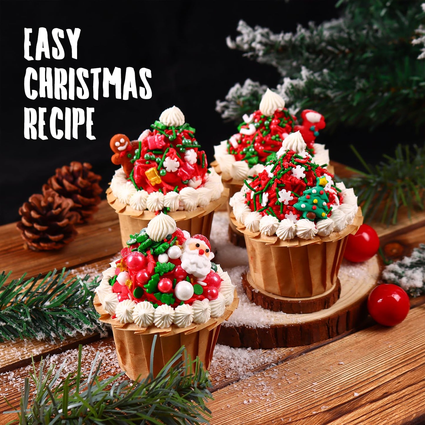 Christmas Tree Sprinkles for Cake Decorating Edible 4.2 ounce Snowflake Sprinkles Mix Red Green for Xmas Party New Year Cupcake