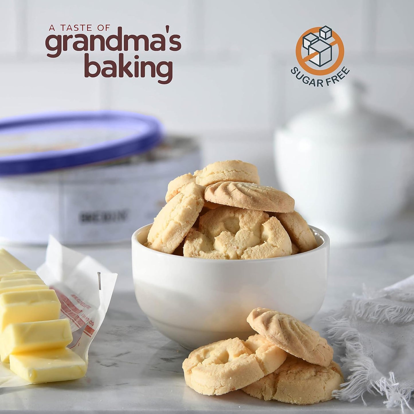 Sugar Free Butter Cookies 36 Count Traditional Danish Cookies, Premium Assorted Shortbread Cookies For Diabetics (1 Pk, 11 Ounce