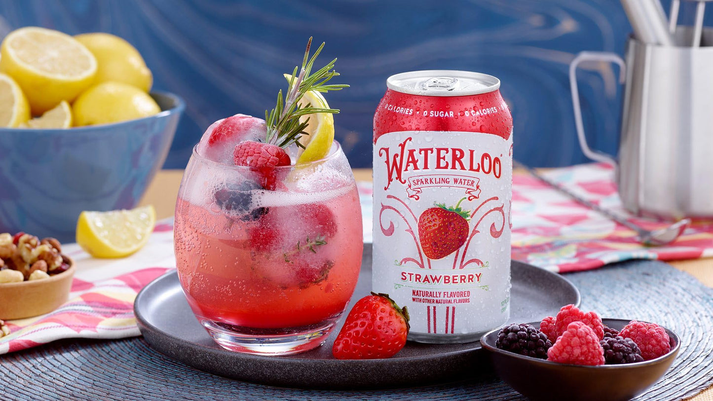 fitluv Waterloo Sparkling Fruit Flavored Water Variety Pack, Zero Calorie, 12 Fl Oz (Pack of 24)