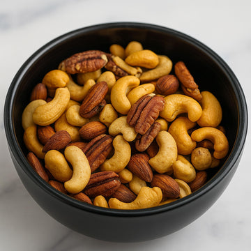 Jerrys Nut House Royal Mixed Nuts Snack Mix - Almonds, Cashews, Pecans, Hazelnuts, Macadamias - Roasted & Salted - 8oz