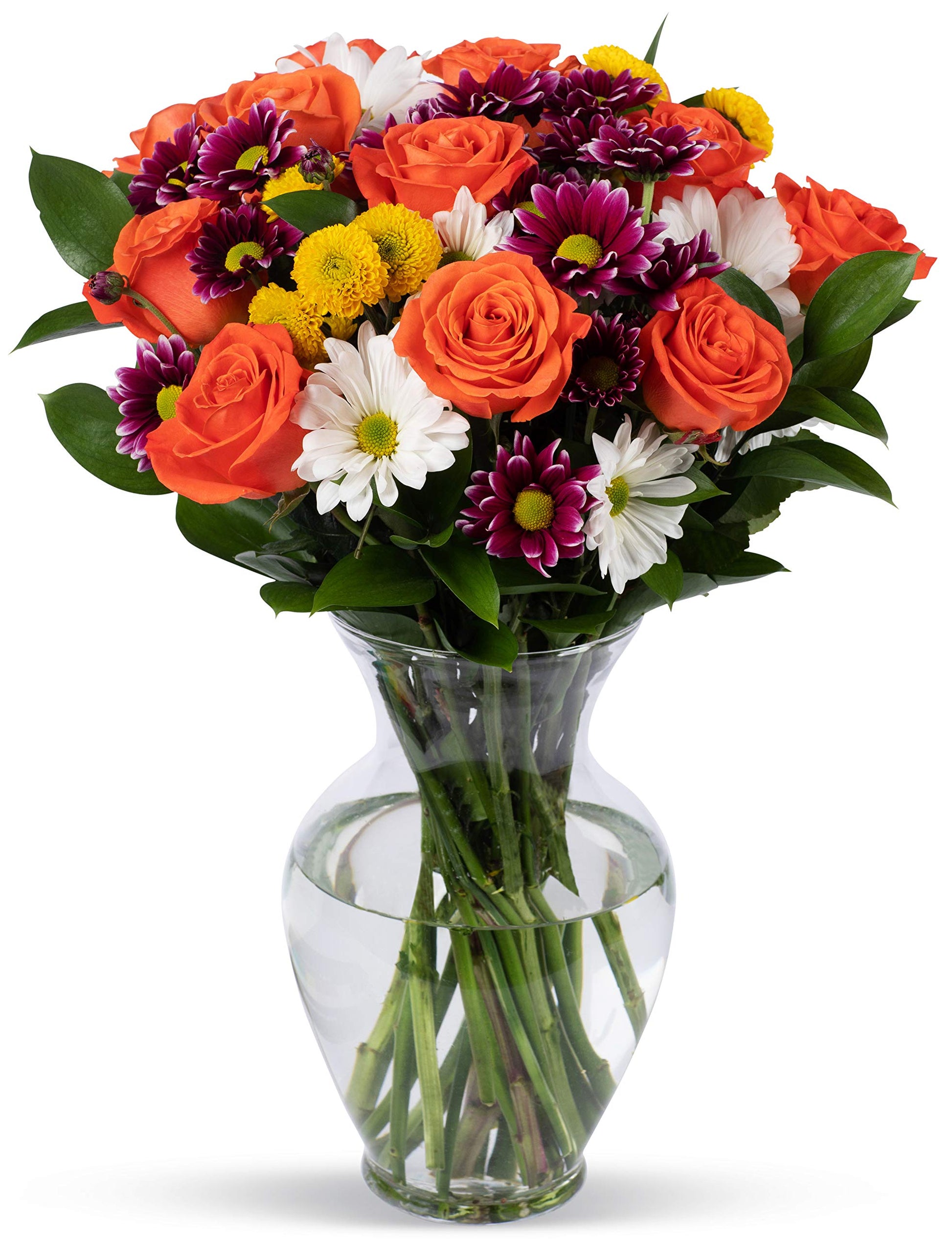 Benchmark Bouquets Life Is Good Flowers Orange, Prime Delivery, Vase Included, Grower Direct Fresh Cut Flowers, Gift For Home D