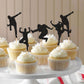 Ercadio Jazz Dancers Cupcake Toppers - 30 Pack, Black Glitter, Cardstock, Model 005, Music Theme Party Decorations