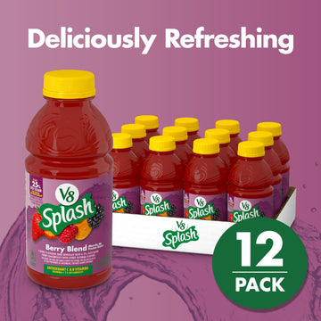 V8 Splash Berry Blend Juice Beverage, 16 Fl Oz Bottle, Pack of 12