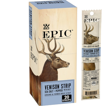 Epic Venison & Beef Strips, Keto Friendly, Whole30, 20 Ct, 0.8 Oz Strips