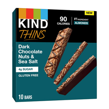 KIND, Thins and Gluten Free 100 Calorie, Dark Chocolate Nuts & Sea Salt, 60 Count