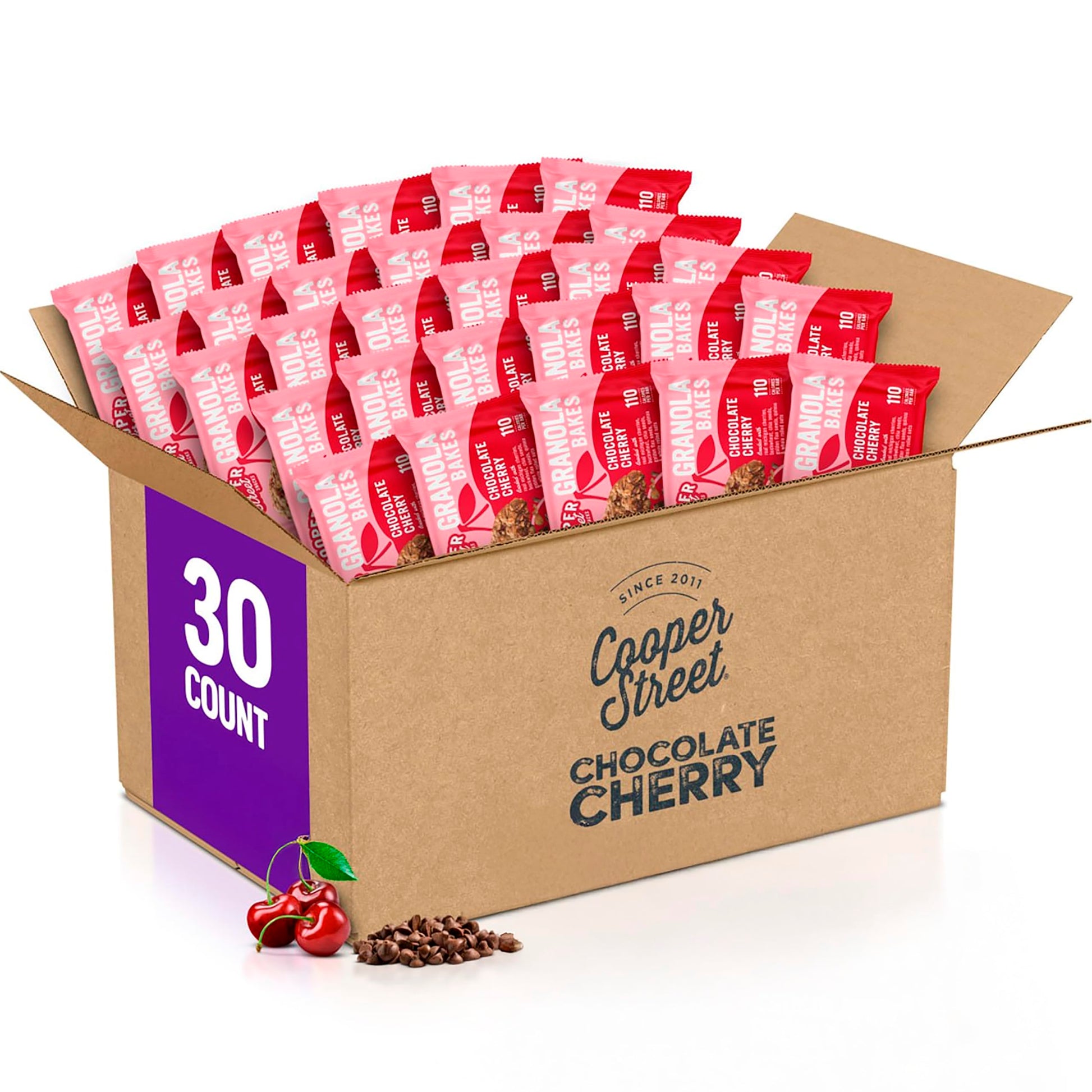 COOPER STREET Granola Bars, Chocolate Cherry, 30 Count, Individually Wrapped, Vegetarian, Kosher, Model 2730-GRNLA-CHOC CHRY
