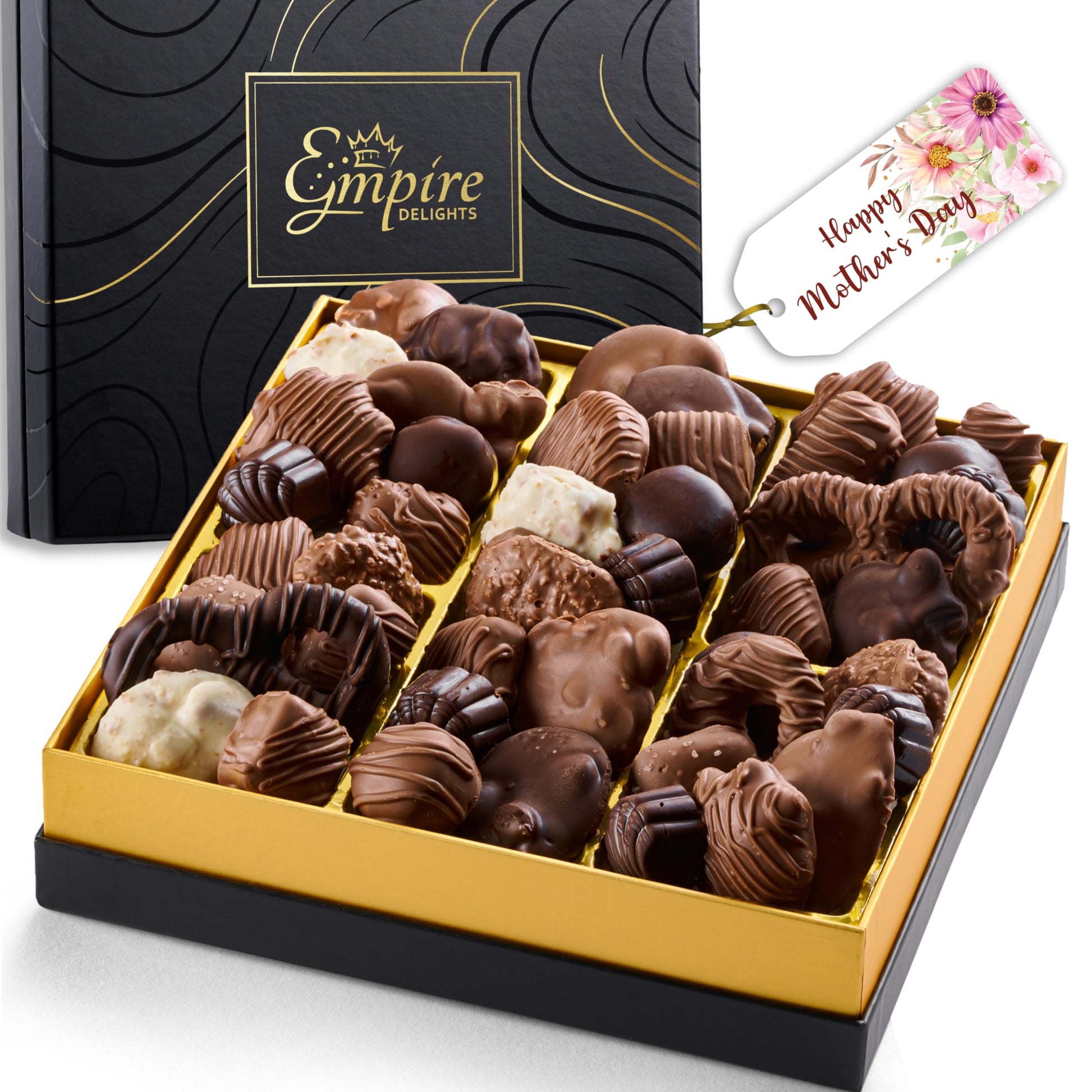 Mothers Day Chocolate Gift Box with Assorted Gourmet Chocolate - Perfect Mothers Day Gifts for Mom  Food Gift Basket for Women and Man - Birthday  Thank You  Present Idea for Him and Her  Holiday Gift Baskets