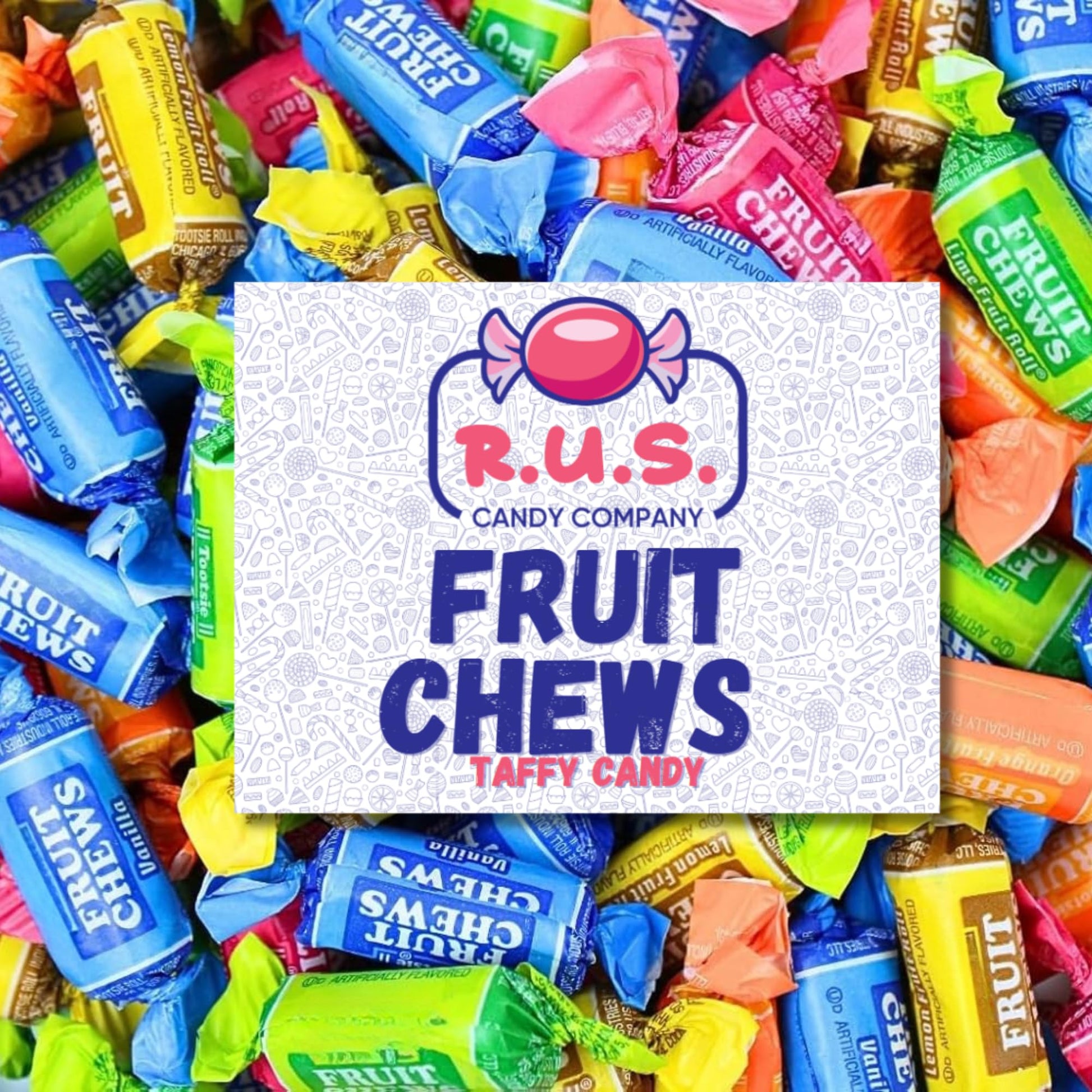 R.U.S. Candy Fruit Chews Candy - Assorted Flavors - Individually Wrapped - 1 lb Bulk Bag - Soft & Chewy Taffy