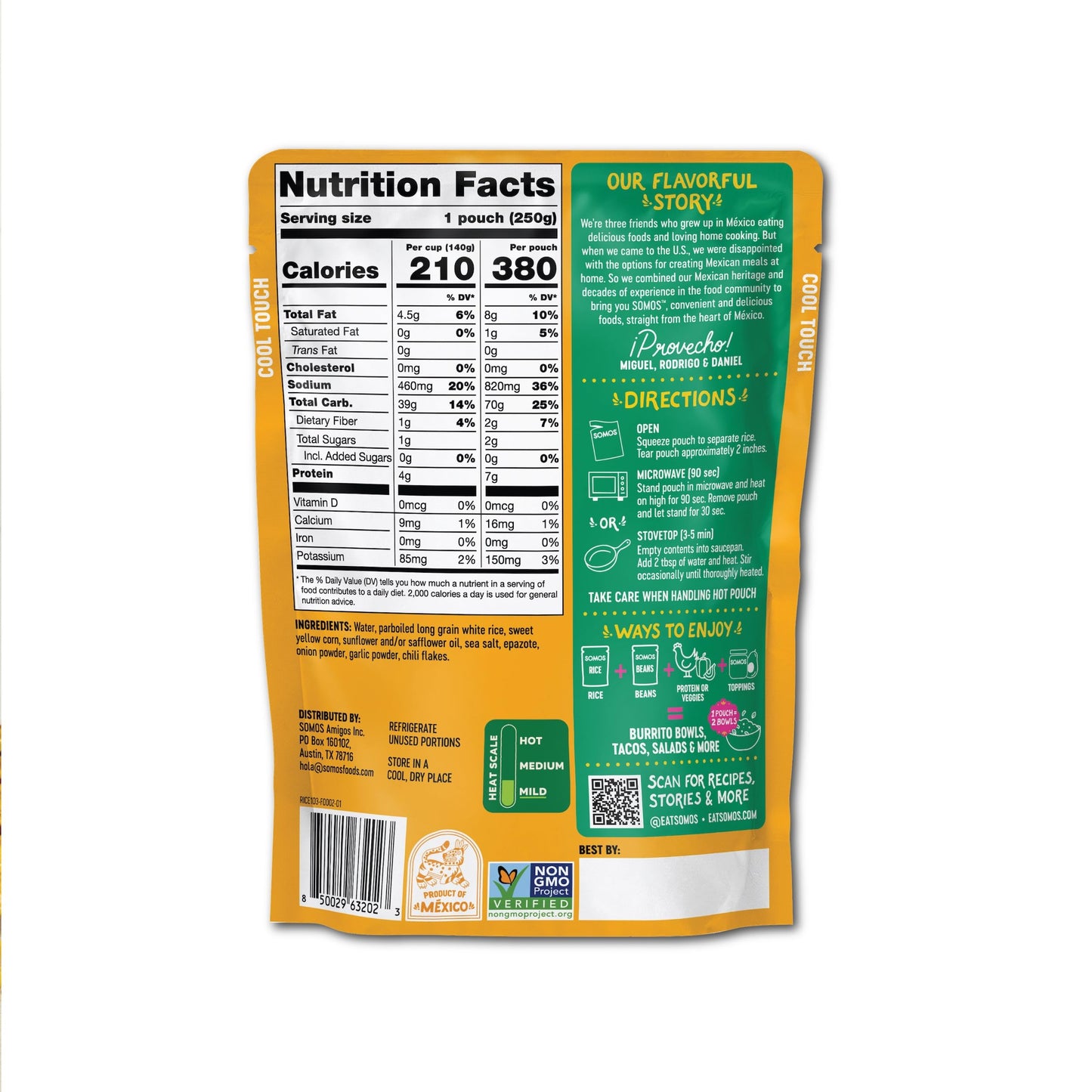 SOMOS Mexican Street Corn White Rice - Gluten Free, Vegan, 8.8 oz (Pack of 6)