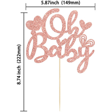 Ephlyn 1Pcs Happy Valentine'S Day Oh Baby Cake Topper Rose Gold Glitter Valentine Babyshower Cake Decorations For Love Valentine