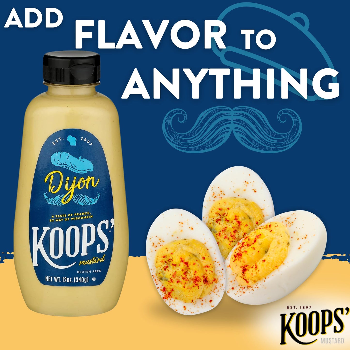KOOPS Dijon Mustard, Gluten-Free, Non-GMO, Kosher, 12 Oz, Pack of 4