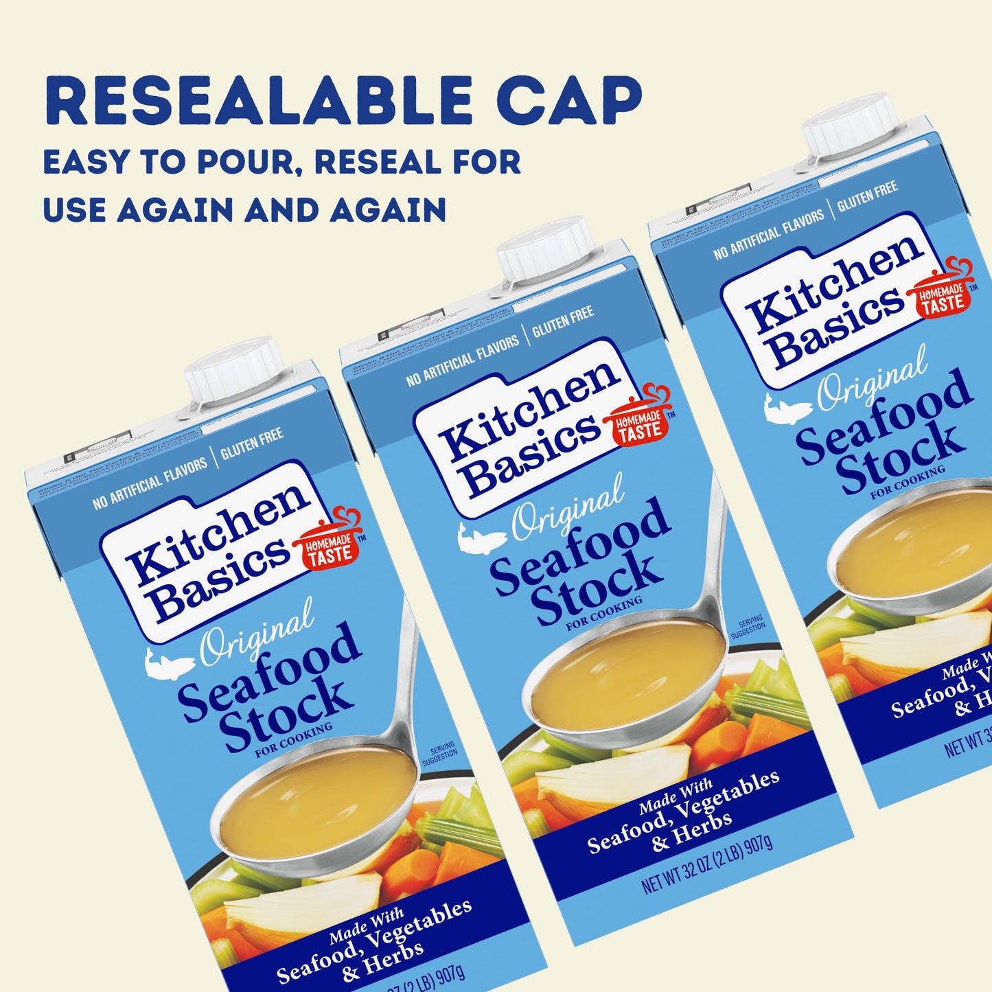 Kitchen Basics Seafood Stock, No Artificial Flavors, Gluten Free, 32 oz (Pack of 12)