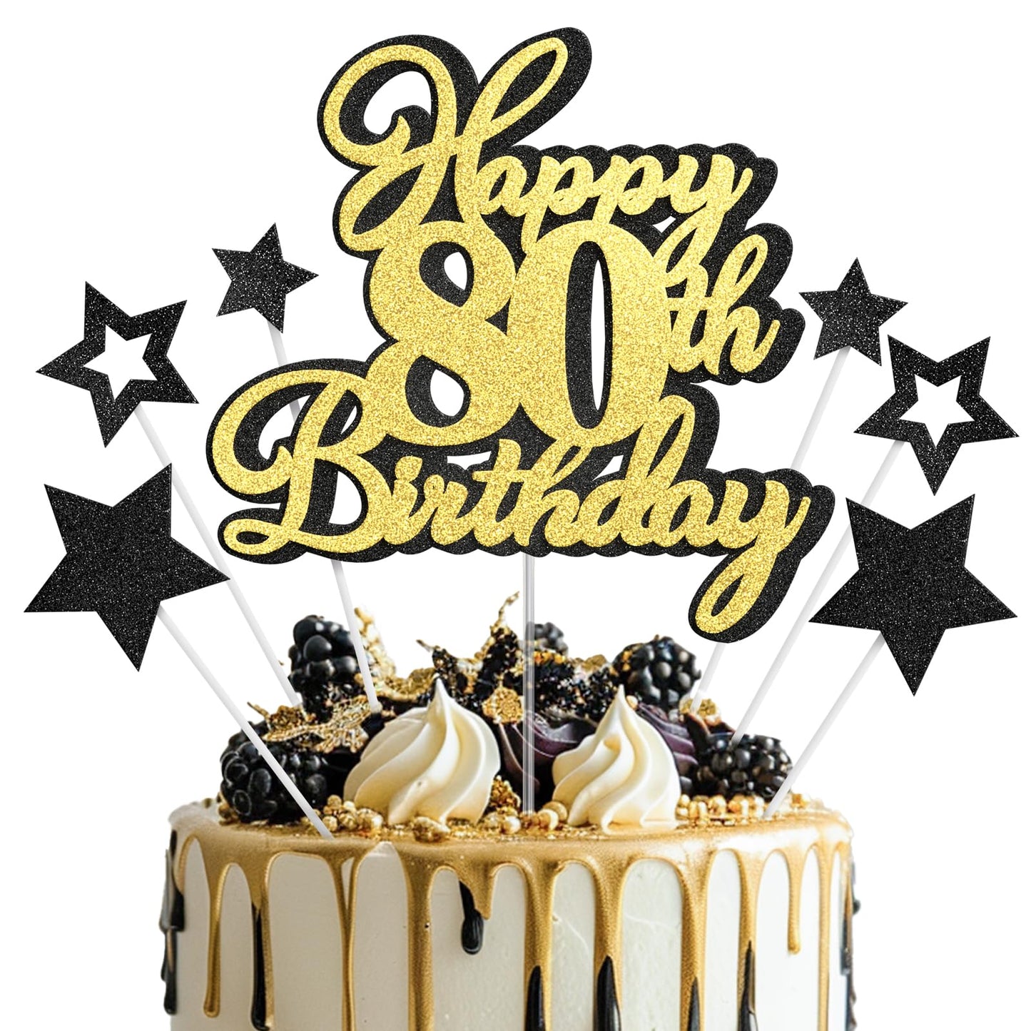 Happy 80th Birthday Cake Topper 80 Birthday Cake Decorations, Happy 80th Birthday Anniversary Party Cake Decorations for Men Wom