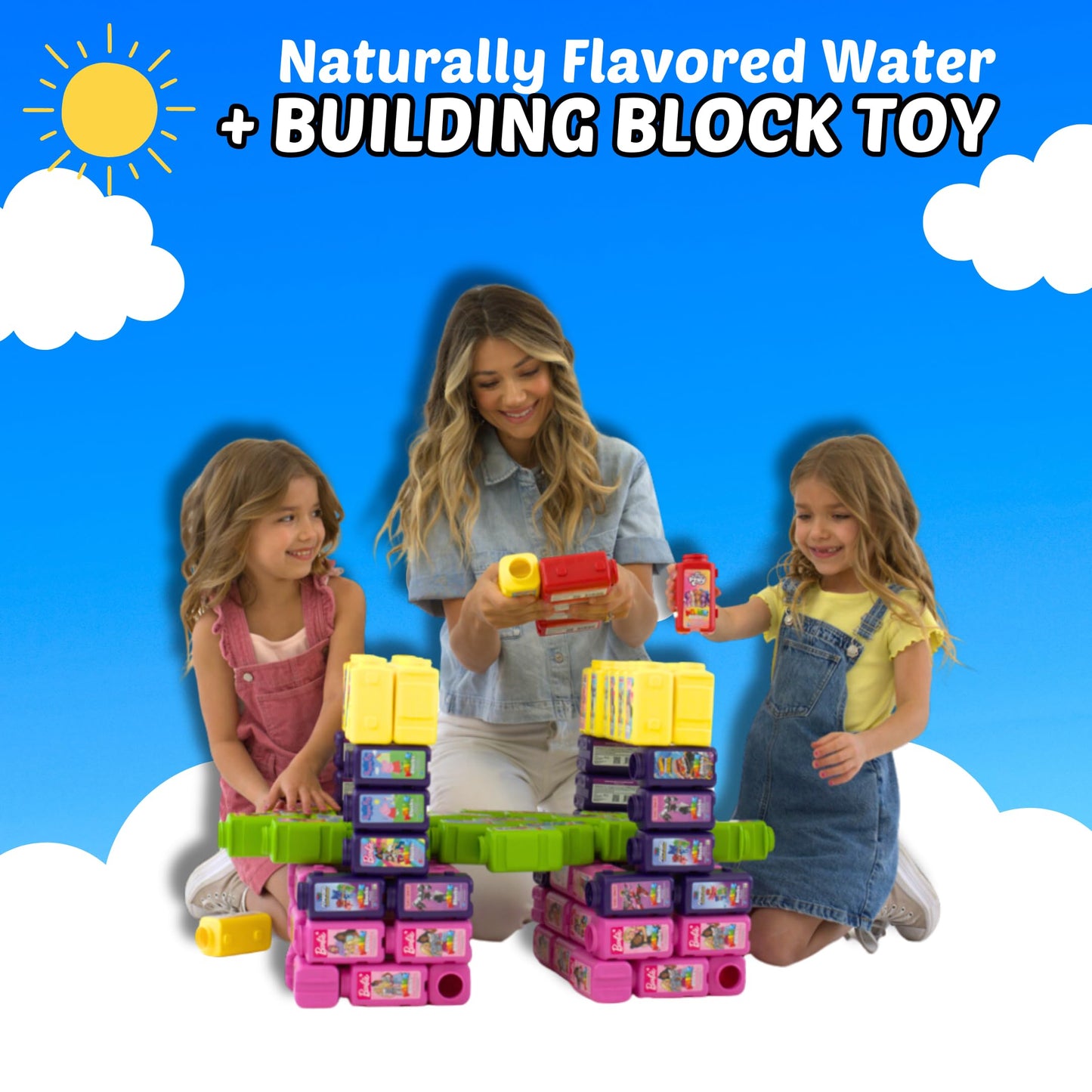 Drink Blocks Sugar-Free, Dye-Free, BPA-Free, Naturally Flavored Water - Bottles Click Together for Creative Building Fun! (Fruit