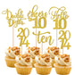 Rsstarxi Cupcake Toppers 30 Pack Glitter Gold Double Digits 10th Birthday Decorations Model XM087