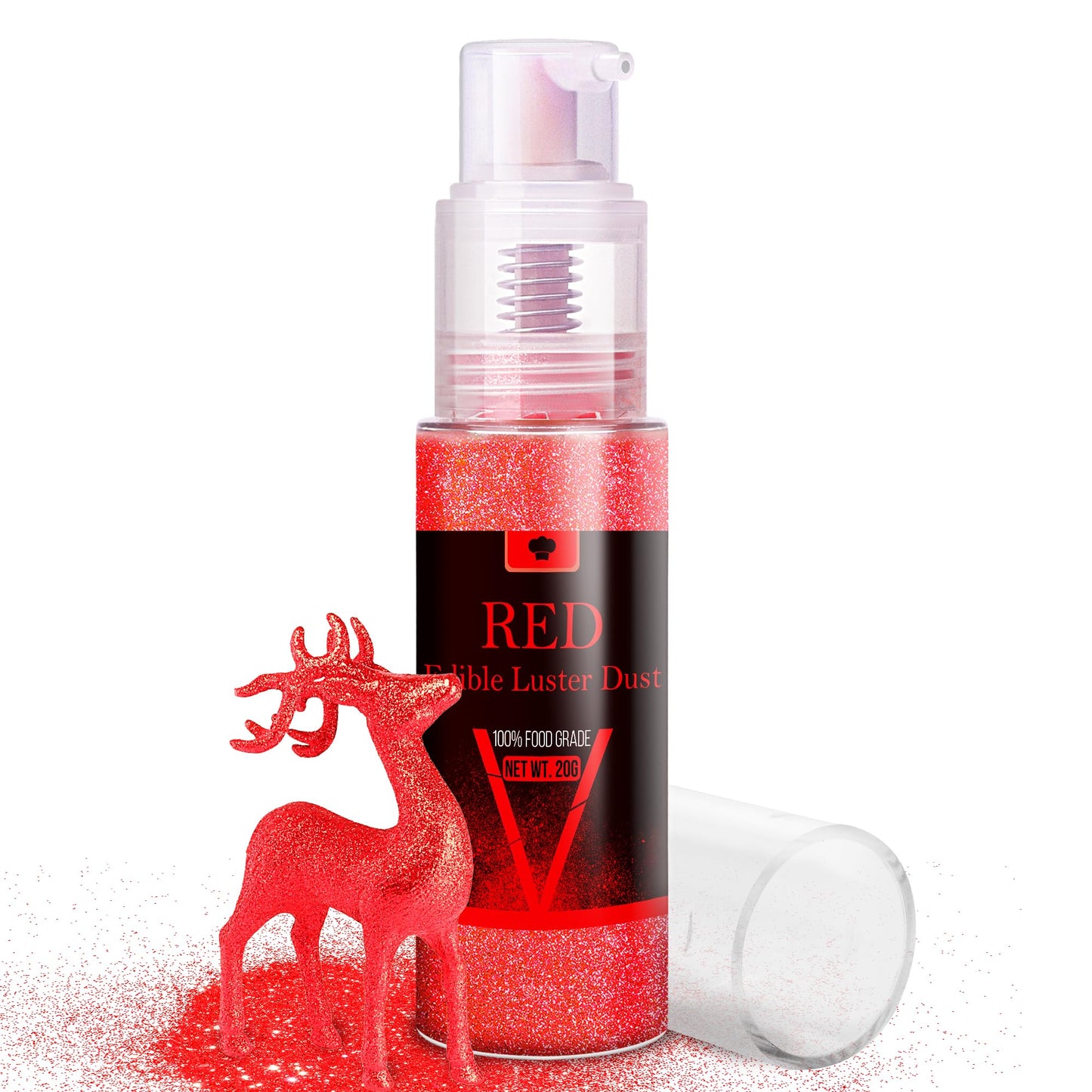 Vividye Edible Glitter Spray - Food Grade Shimmer Dust Powder for Baking - 20g - Red