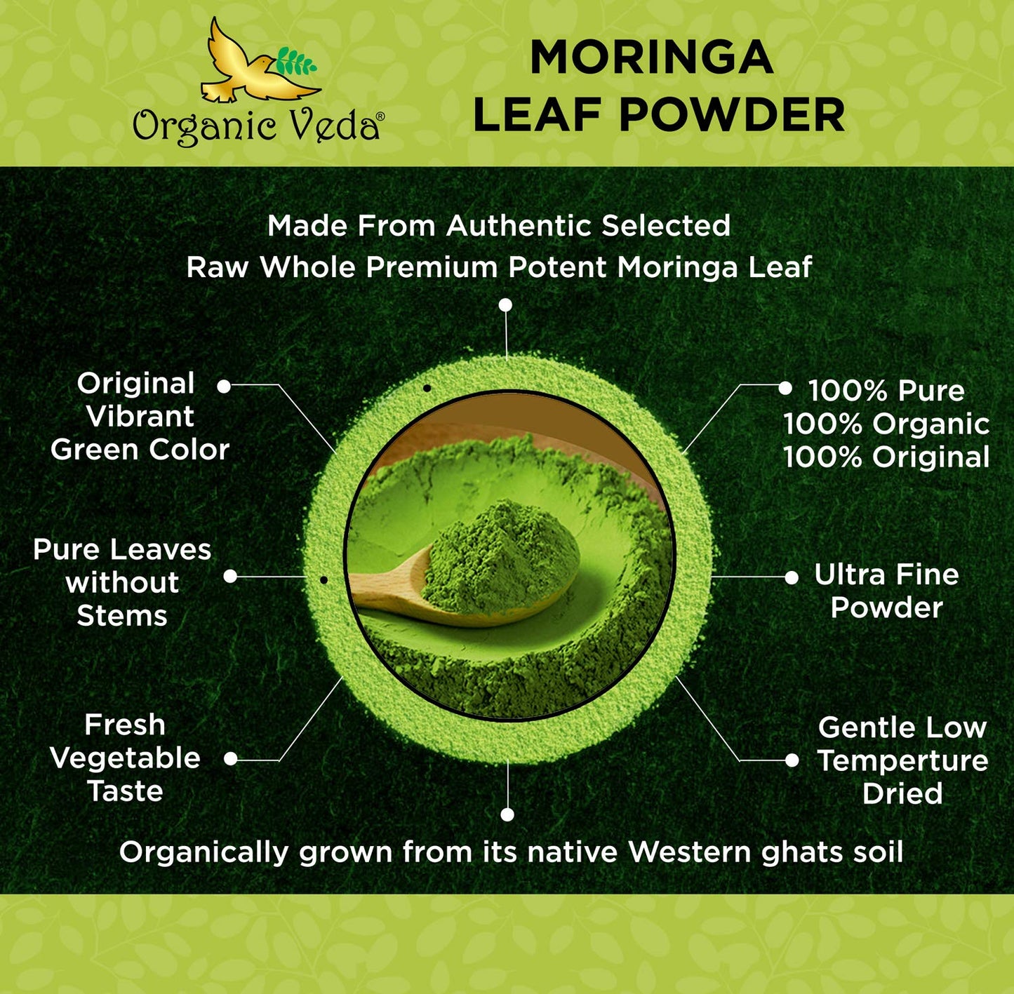 Organic Veda Moringa Powder - Premium USDA Organic, 7 Ounce (Pack of 1), Moringa Oleifera, Antioxidant Rich, Model MLP